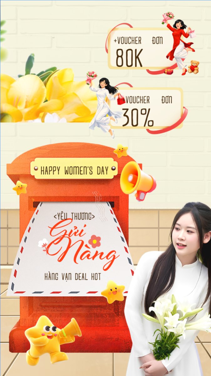 Mẫu Bài post MXH (9:16) Yêu thương gửi nàng hàng vạn deal hot — LayerPic