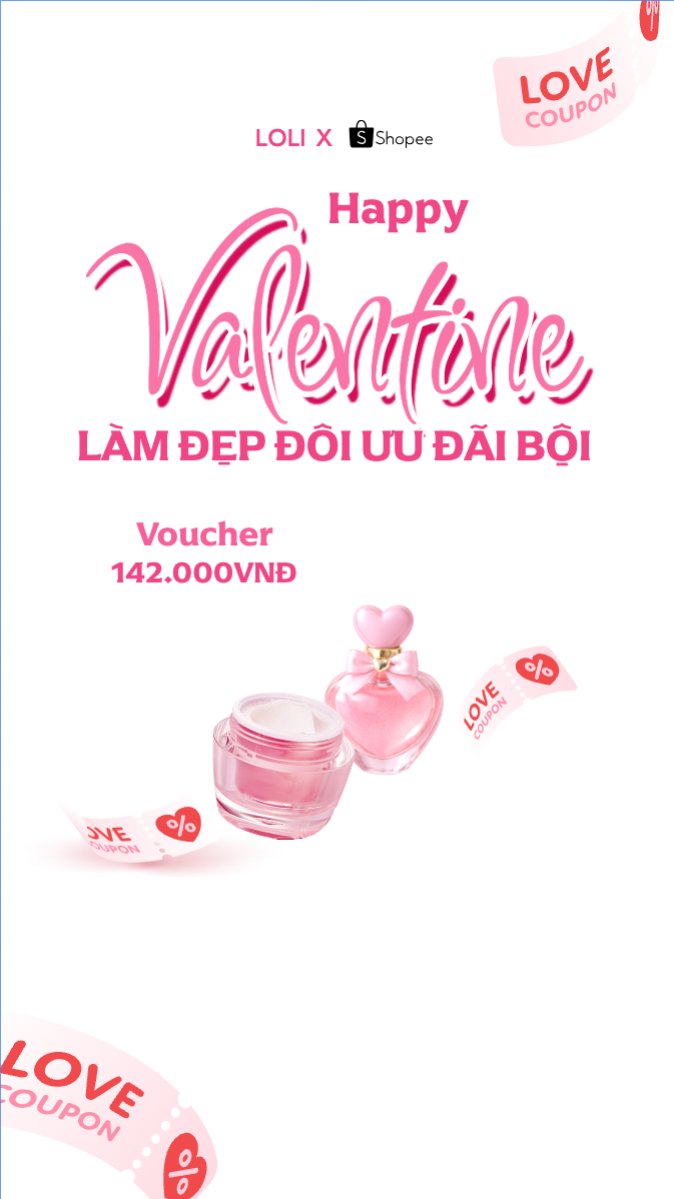 Mẫu Bài post MXH (9:16) Happy Valentine nhân đôi ưu đãi — LayerPic