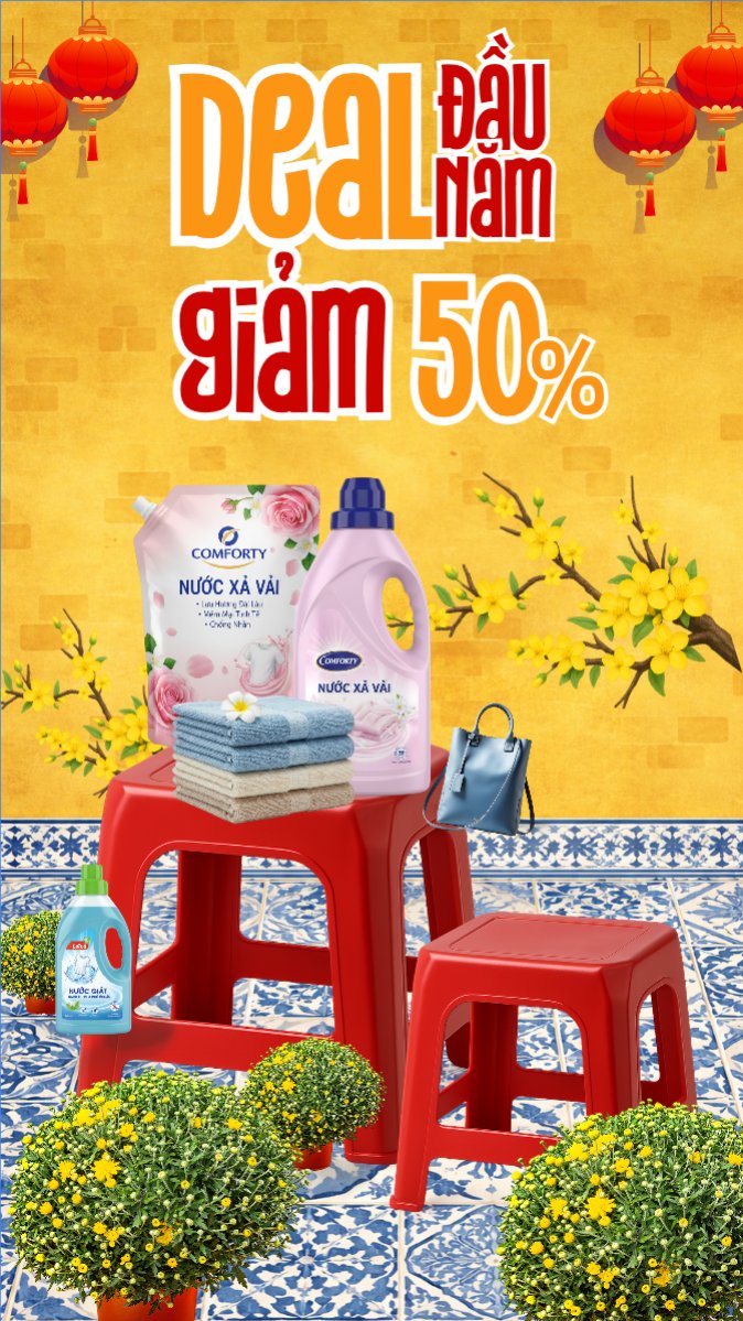 Mẫu Bài post MXH (9:16) Deal đầu năm giảm 50% — LayerPic