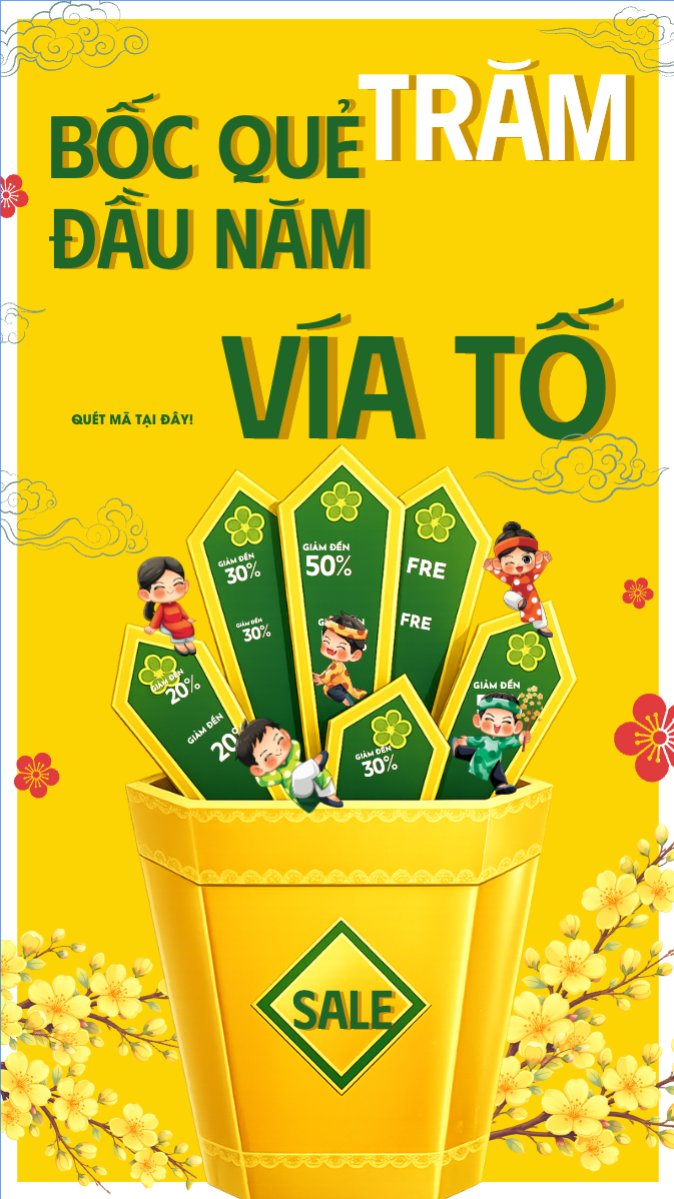 Mẫu Bài post MXH (9:16) Bốc quẻ đầu năm trăm ngàn vía tốt — LayerPic