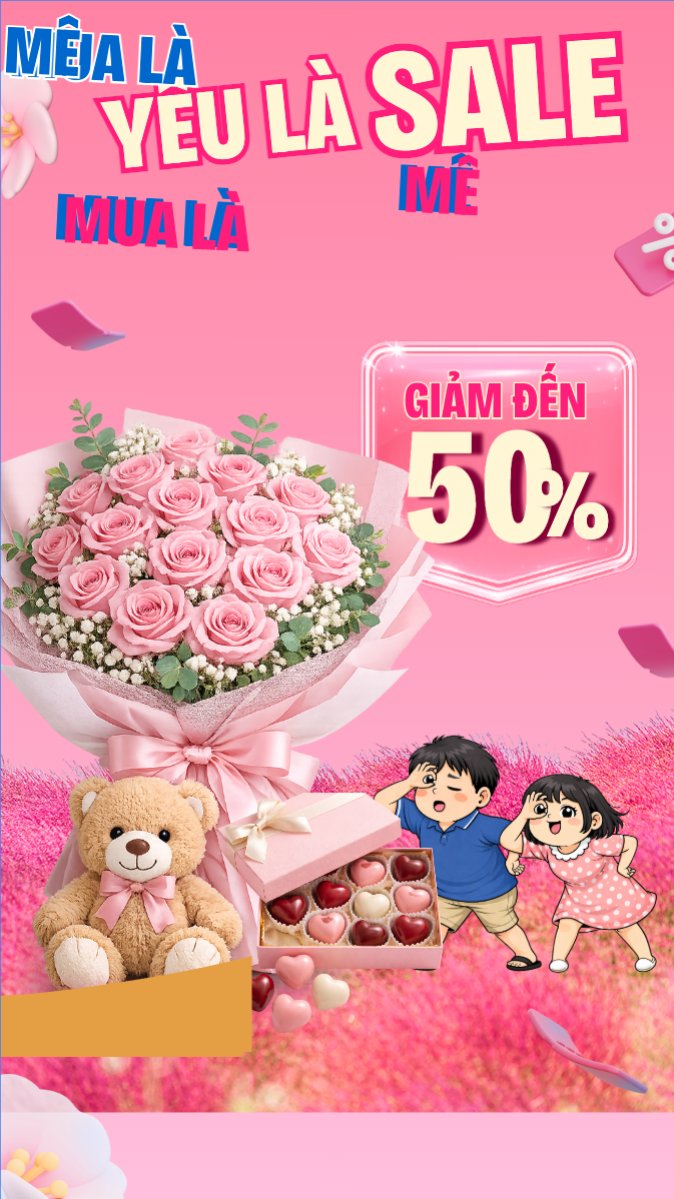 Mẫu Bài post MXH (9:16) Yêu là sale mua là mê — LayerPic