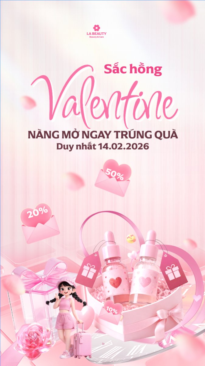 Mẫu Bài post MXH (9:16) Sắc hồng Valentine mở ngay trúng quà — LayerPic