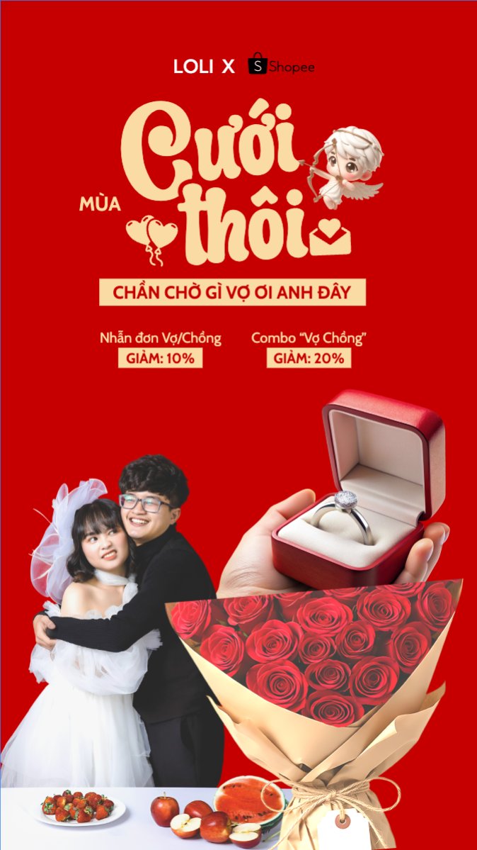 Mẫu Bài post MXH (9:16) Mùa yêu cưới thôi — LayerPic