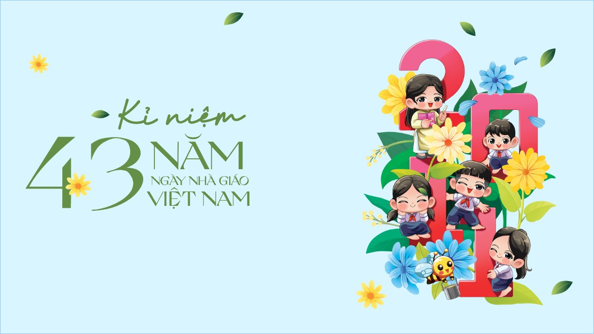 Mẫu Hình nền máy tính Kỉ niệm 43 năm ngày nhà giáo — LayerPic
