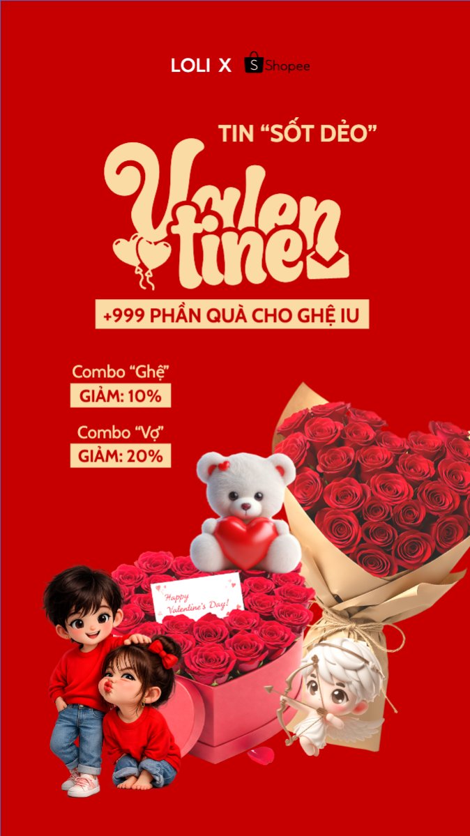 Mẫu Bài post MXH (9:16) Valentine tặng quà cho ghệ iu — LayerPic