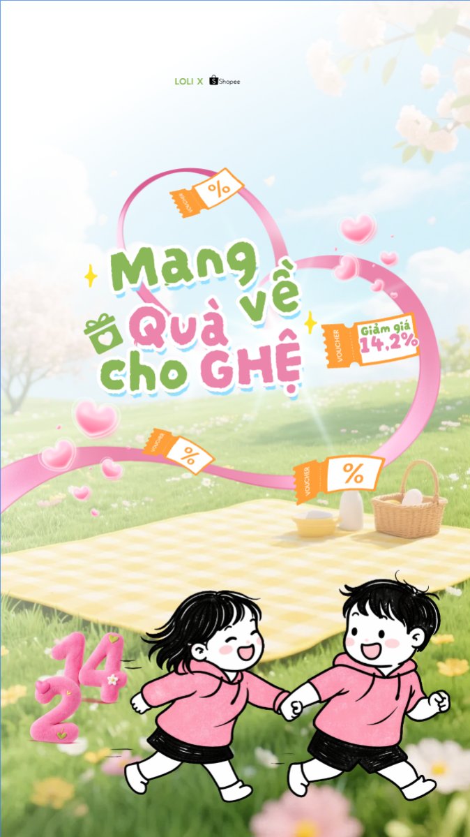 Mẫu Bài post MXH (9:16) Mang quà về cho ghệ — LayerPic