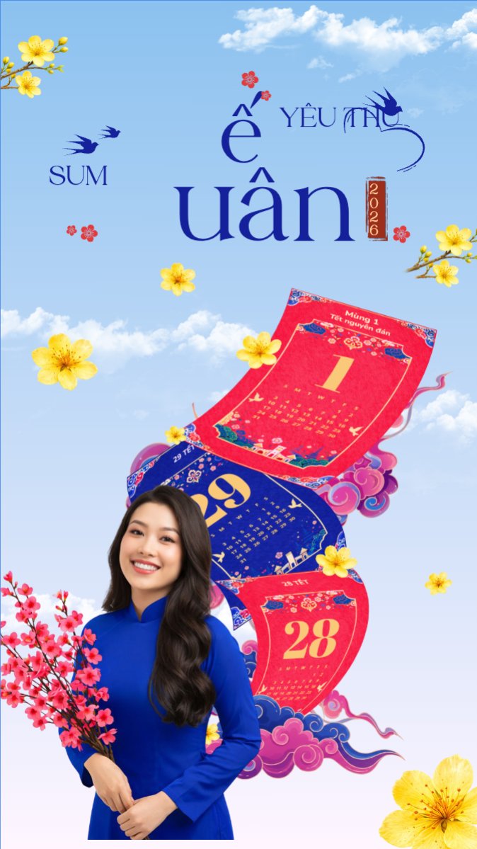 Mẫu Bài post MXH (9:16) Tết yêu thương xuân sum vầy — LayerPic