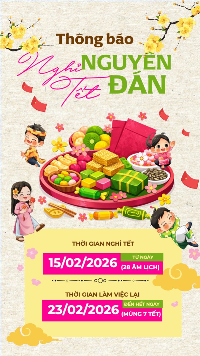 Mẫu Bài post MXH (9:16) Thông báo nghỉ tết Nguyên Đán — LayerPic