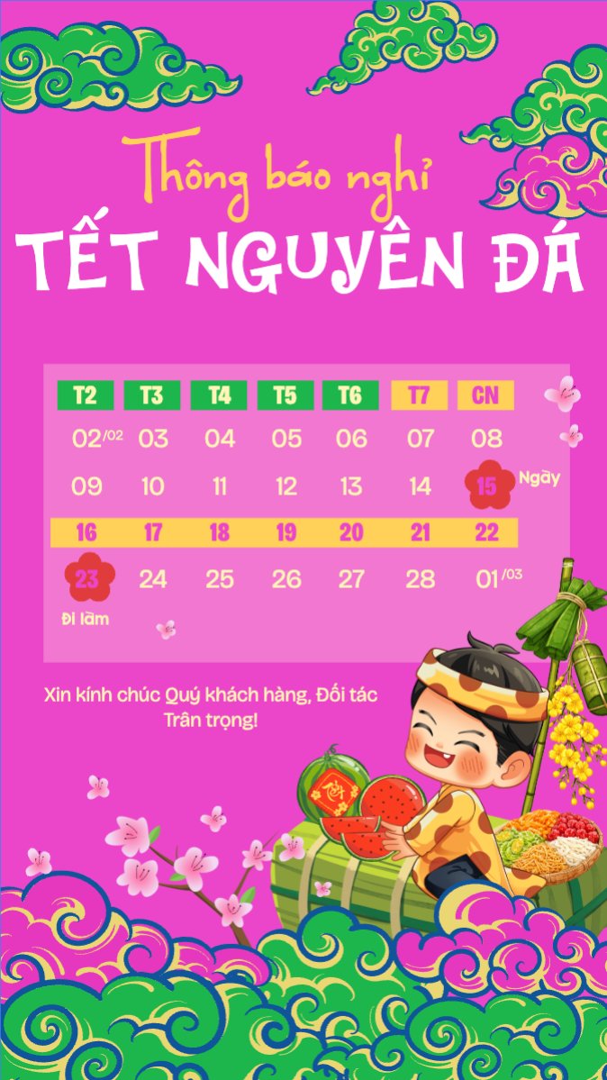 Mẫu Bài post MXH (9:16) Thông báo nghỉ tết Nguyên Đán — LayerPic