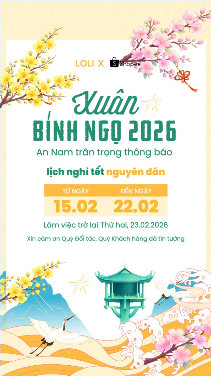Mẫu Bài post MXH (9:16) Thông báo lịch nghỉ tết nguyên đán Bính Ngọ 2026 — LayerPic