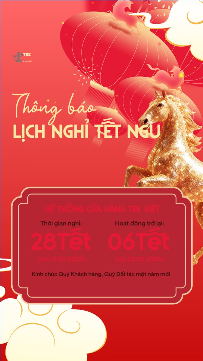 Mẫu Bài post MXH (9:16) Thông báo lịch nghỉ tết nguyên đán Bính Ngọ 2026 — LayerPic