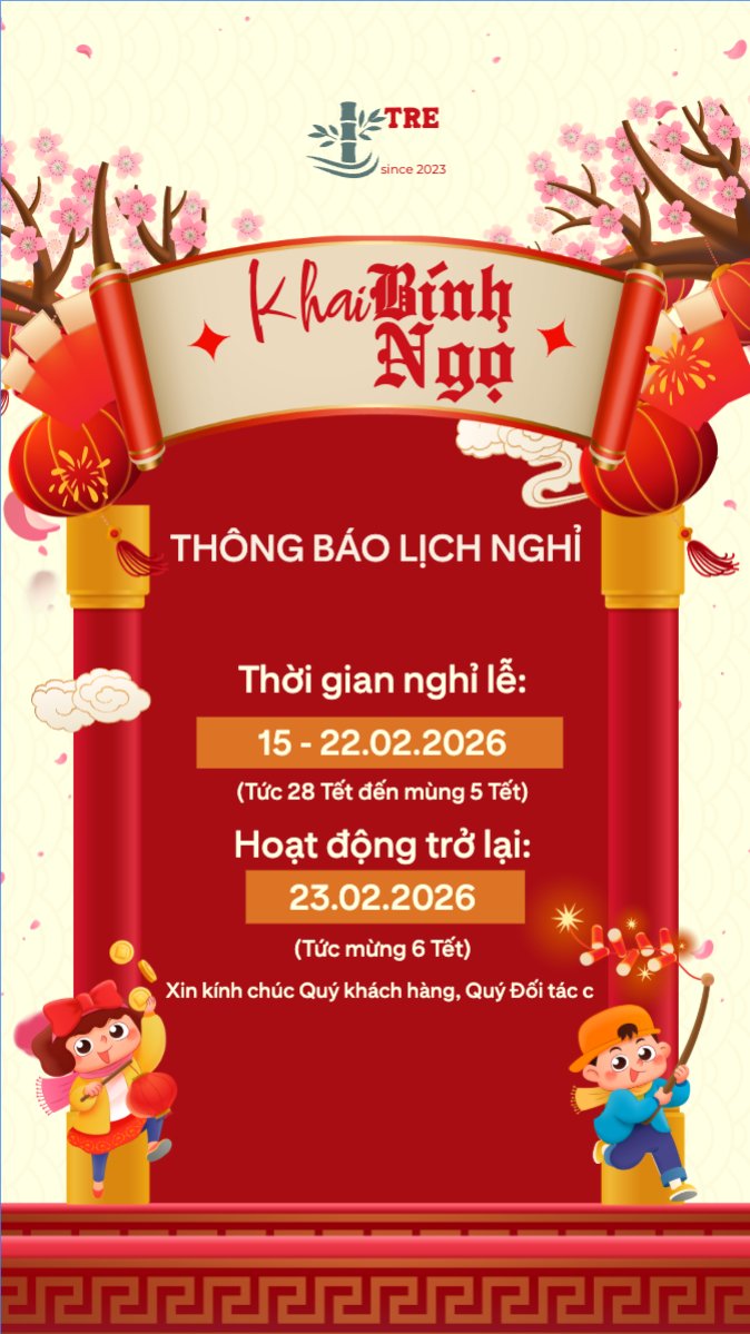Mẫu Bài post MXH (9:16) Thông báo lịch nghỉ tết nguyên đán Bính Ngọ 2026 — LayerPic