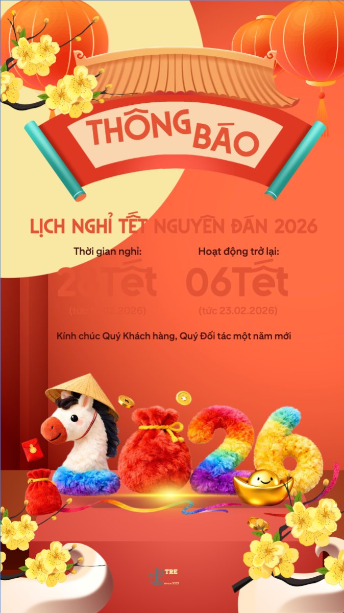 Mẫu Bài post MXH (9:16) Thông báo lịch nghỉ tết nguyên đán Bính Ngọ 2026 — LayerPic