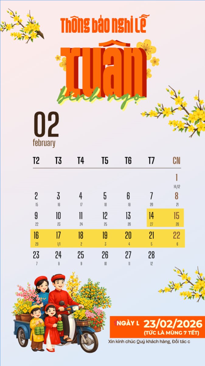 Mẫu Bài post MXH (9:16) Thông báo nghỉ tết Nguyên Đán — LayerPic