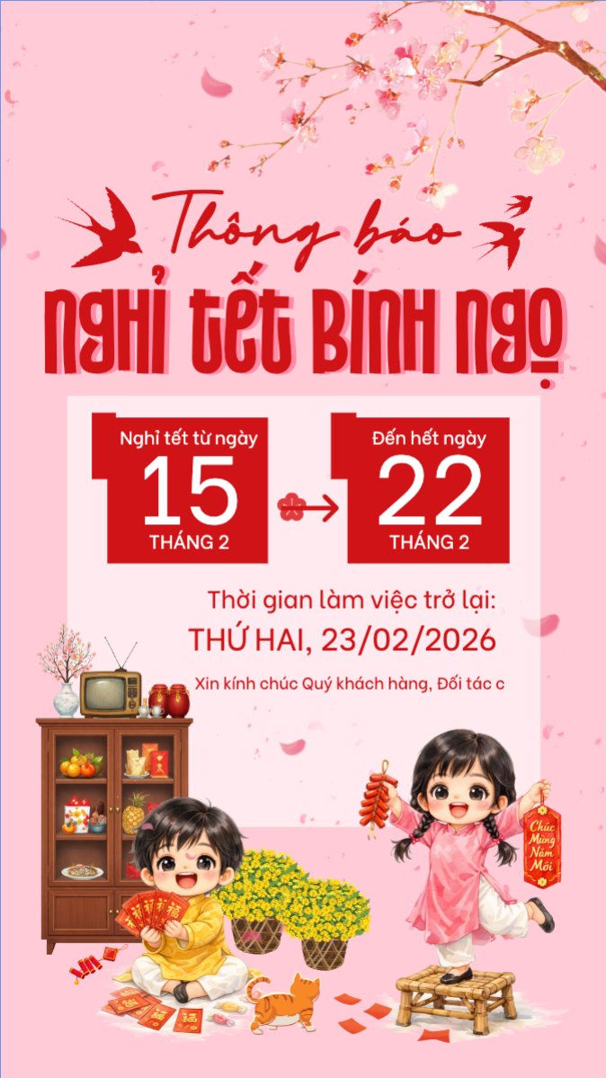 Mẫu Bài post MXH (9:16) Thông báo nghỉ tết Nguyên Đán — LayerPic