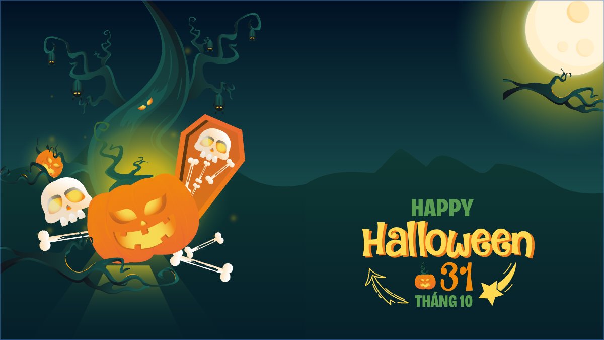 Mẫu Hình nền máy tính Halloween, lễ hội ma quái, sự kiện, event, dễ thương, cute, chibi, hoạt hình, cartoon — LayerPic