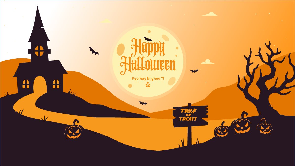 Mẫu Hình nền máy tính Halloween, lễ hội ma quái, sự kiện, event, dễ thương, cute, chibi, hoạt hình, cartoon — LayerPic