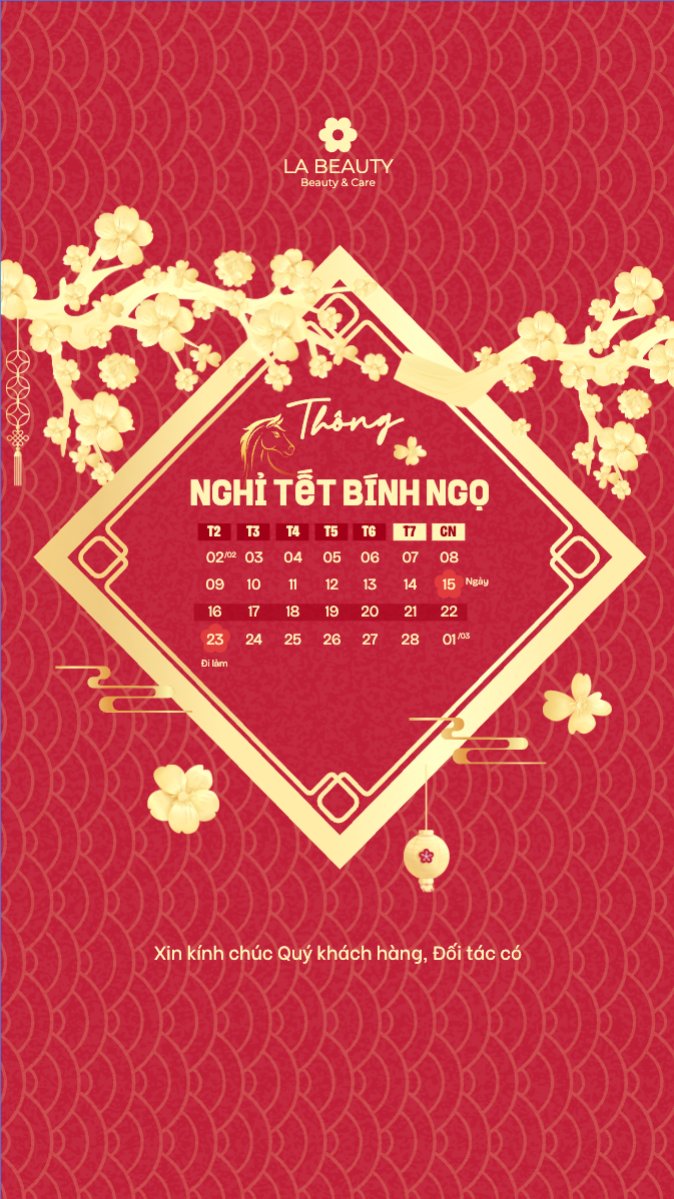 Mẫu Bài post MXH (9:16) Thông báo lịch nghỉ tết nguyên đán Bính Ngọ 2026 — LayerPic