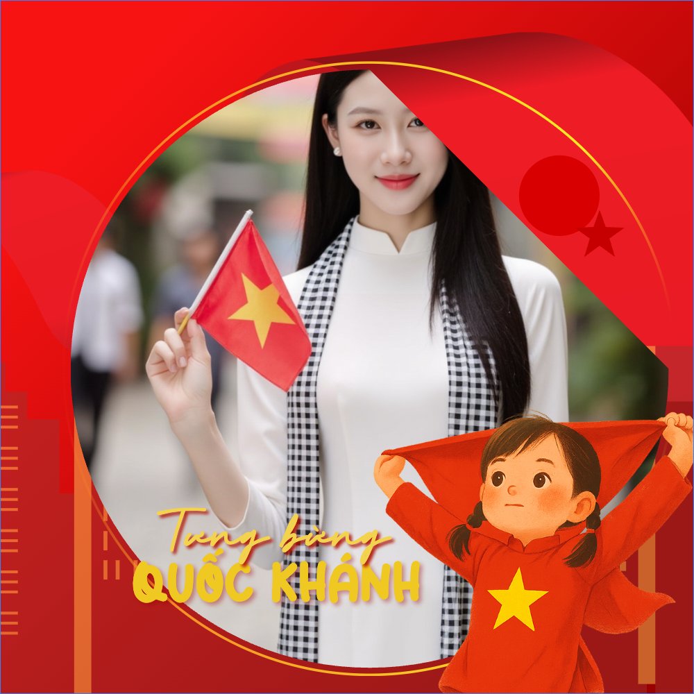 Mẫu Ảnh đại diện - Avatar 2/9, Quốc Khánh, lễ hội, Việt Nam,sự kiện, event, dễ thương, cute — LayerPic