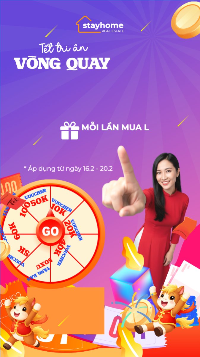 Mẫu Bài post MXH (9:16) Tết tri ân vòng quay may mắn — LayerPic