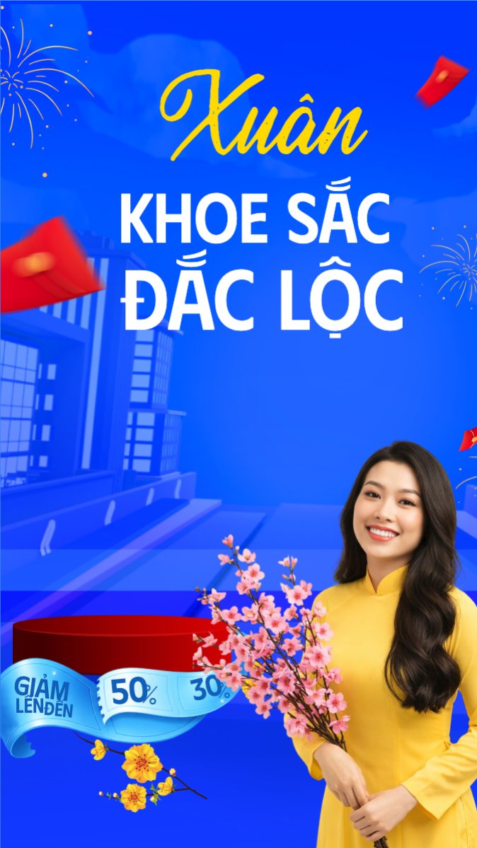 Mẫu Bài post MXH (9:16) Xuân khoe sắc đắc lộc vàng — LayerPic