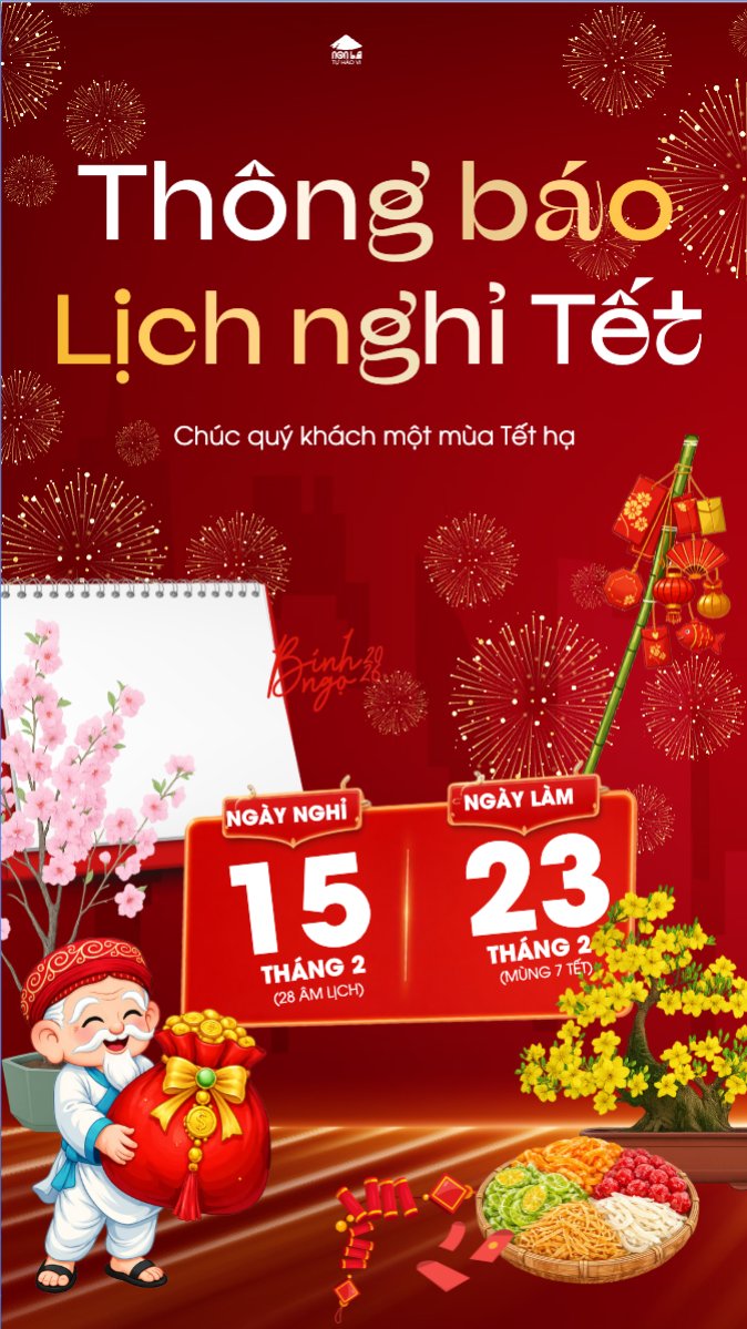 Mẫu Bài post MXH (9:16) Thông báo nghỉ tết Nguyên Đán — LayerPic