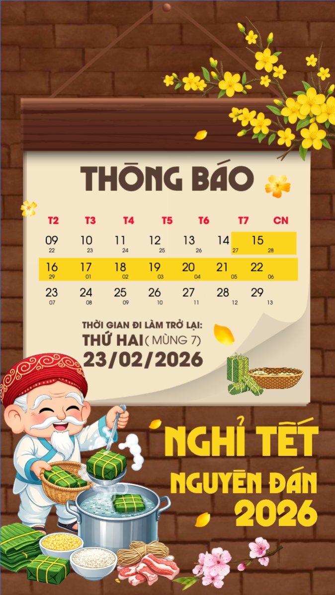 Mẫu Bài post MXH (9:16) Thông báo nghỉ tết Nguyên Đán — LayerPic