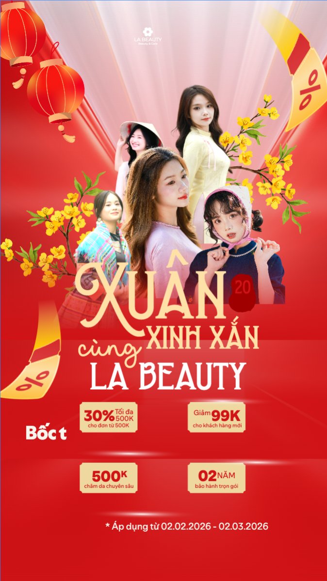 Mẫu Bài post MXH (9:16) Xuân tươi tắn cùng La Beauty — LayerPic