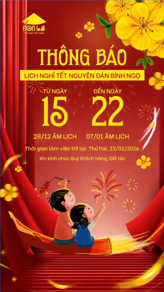 Mẫu Bài post MXH (9:16) Thông báo lịch nghỉ tết nguyên đán Bính Ngọ 2026 — LayerPic