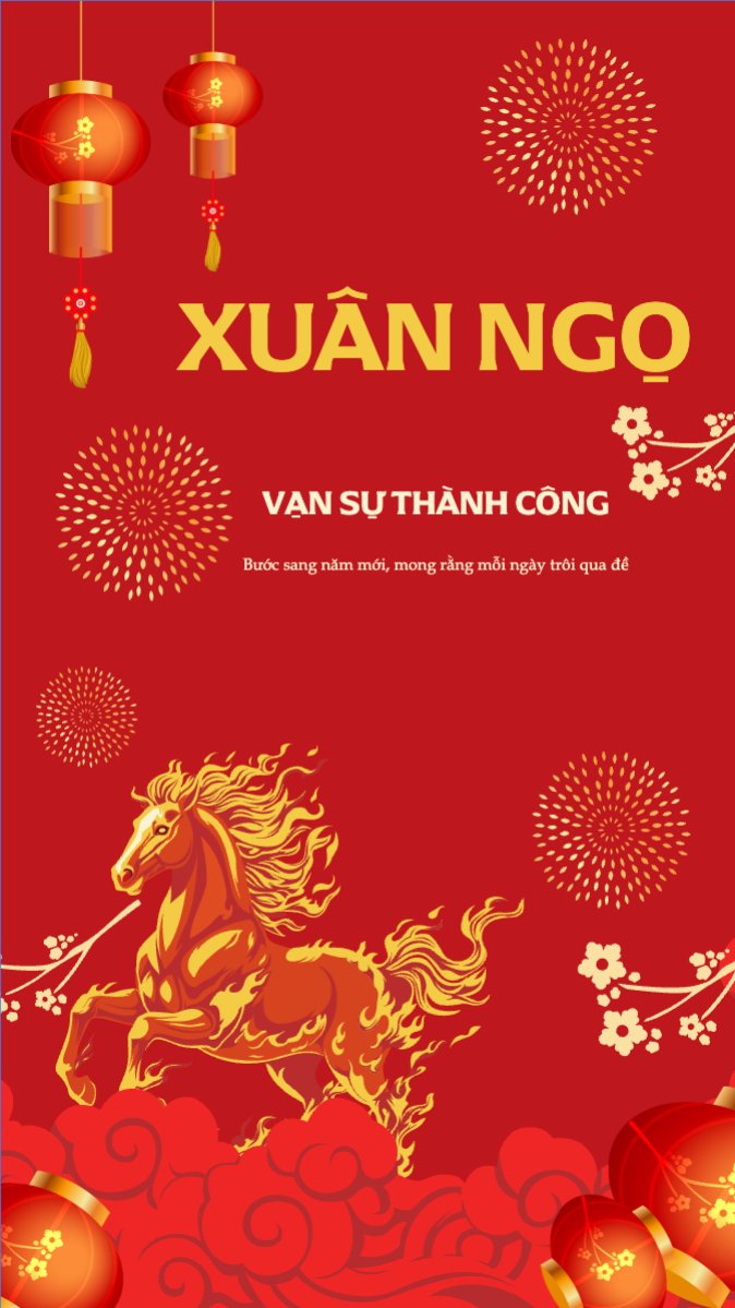 Mẫu Bài post MXH (9:16) Xuân ngọ phi mã vạn sự thành công — LayerPic