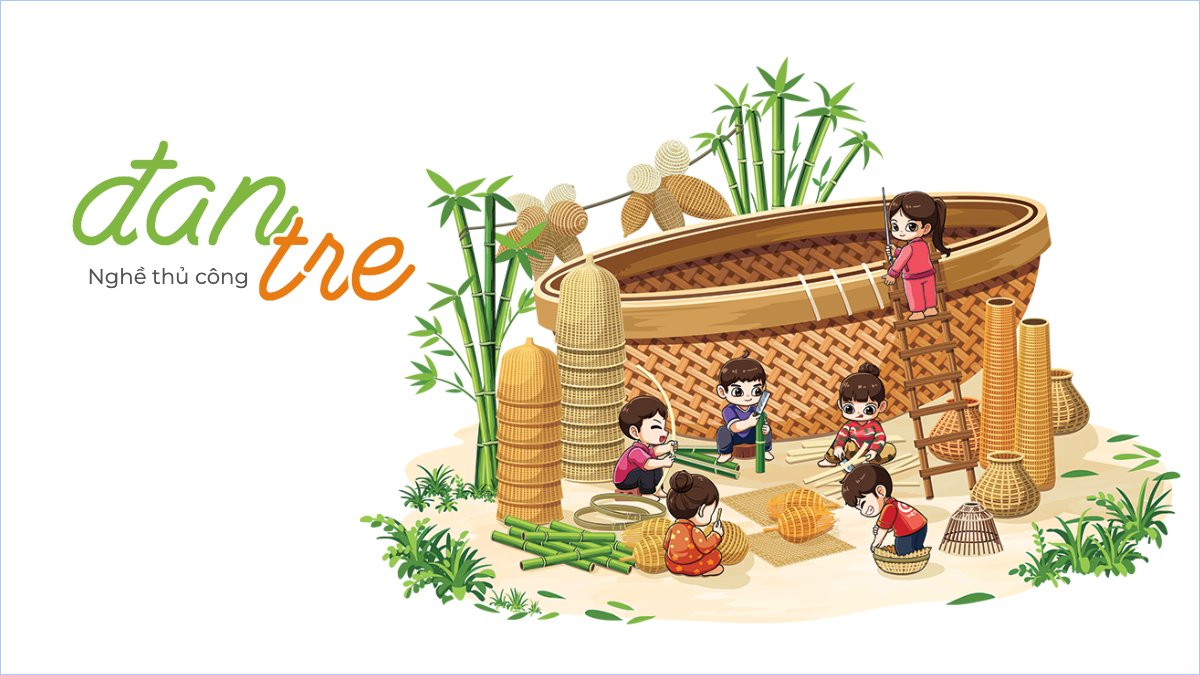 Đan tre, đan nứa, truyền thống, Việt Nam, traditional, dễ thương, cute, chibi, hoạt hình, cartoon