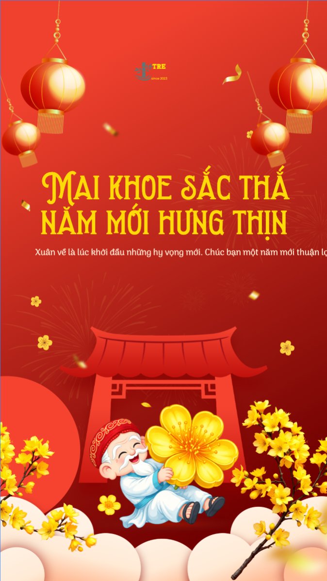 Mẫu Bài post MXH (9:16) Mai khoe sắc thắm năm mới hưng thịnh — LayerPic
