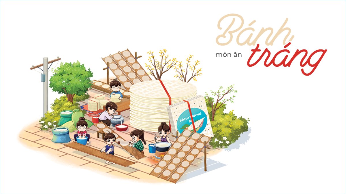 Làm bánh tráng, bánh tráng, truyền thống, Việt Nam, traditional, dễ thương, cute, chibi, hoạt hình, cartoon