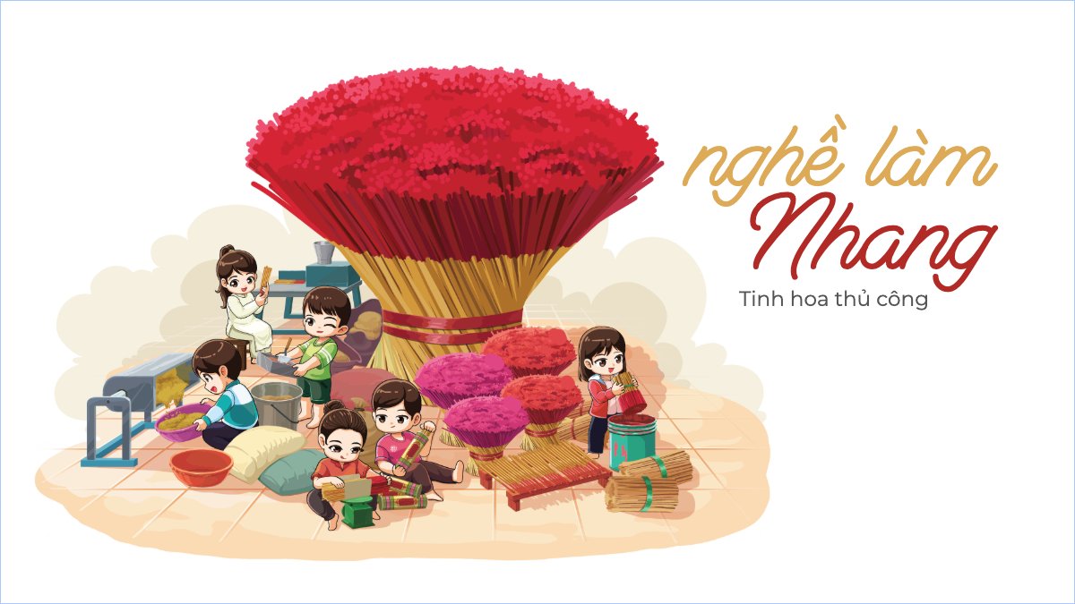 Nhang, làm nhang, truyền thống, Việt Nam, traditional, dễ thương, cute, chibi, hoạt hình, cartoon