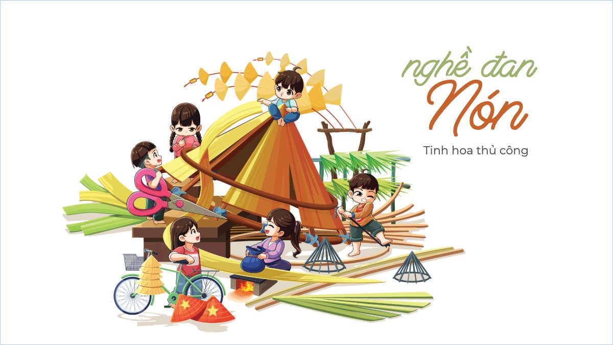 Đan nón, truyền thống, Việt Nam, traditional, dễ thương, cute, chibi, hoạt hình, cartoon