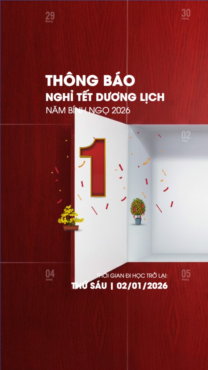 Mẫu Bài post MXH (9:16) Thông báo nghỉ tết dương lịch — LayerPic