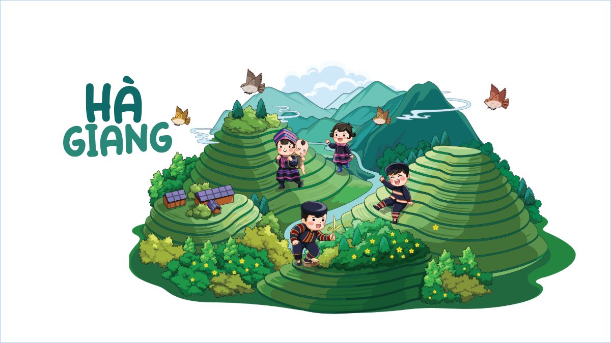 Hà Giang, Việt Nam, địa danh, du lịch, travel, dễ thương, cute, chibi, hoạt hình, cartoon