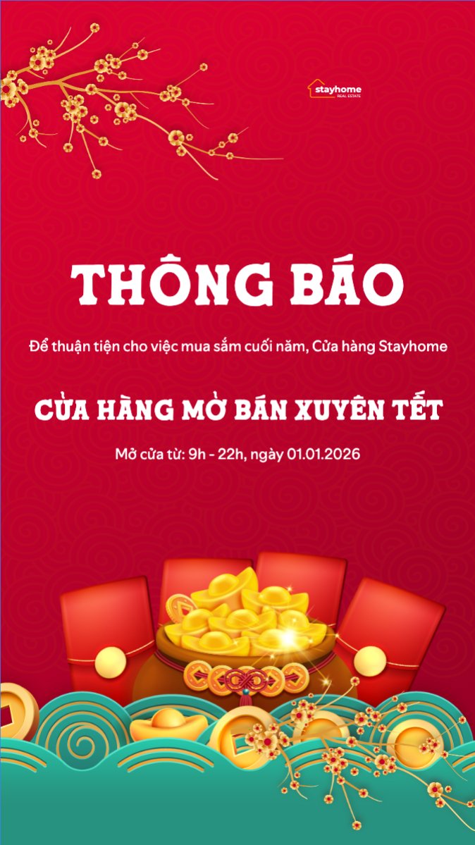 Mẫu Bài post MXH (9:16) Thông báo mở cửa xuyên Tết — LayerPic