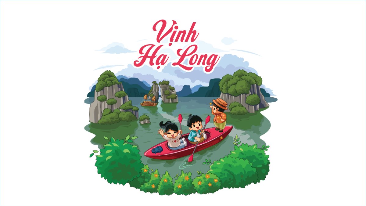Vịnh Hạ Long, Việt Nam, địa danh, du lịch, travel, dễ thương, cute, chibi, hoạt hình, cartoon