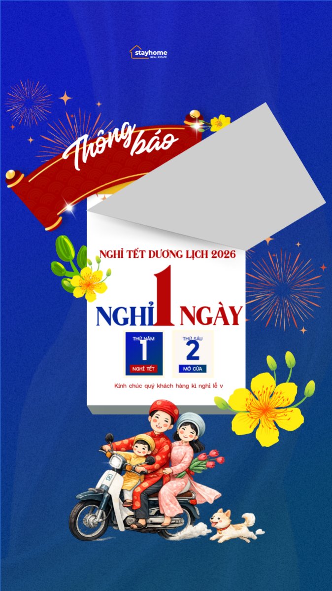 Mẫu Bài post MXH (9:16) Thông báo lịch nghỉ Tết dương lịch 2026 — LayerPic