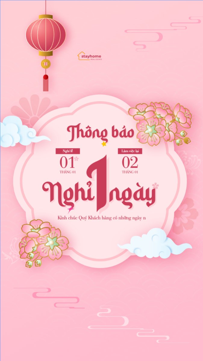 Mẫu Bài post MXH (9:16) Thông báo lịch nghỉ Tết dương lịch 2026 — LayerPic