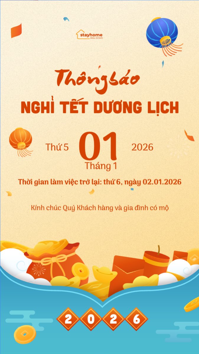 Mẫu Bài post MXH (9:16) Thông báo lịch nghỉ Tết dương lịch 2026 — LayerPic
