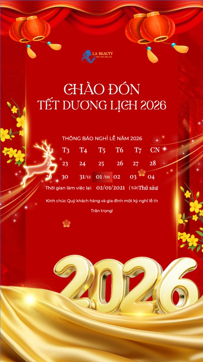 Mẫu Bài post MXH (9:16) Thông báo lịch nghỉ Tết dương lịch 2026 — LayerPic