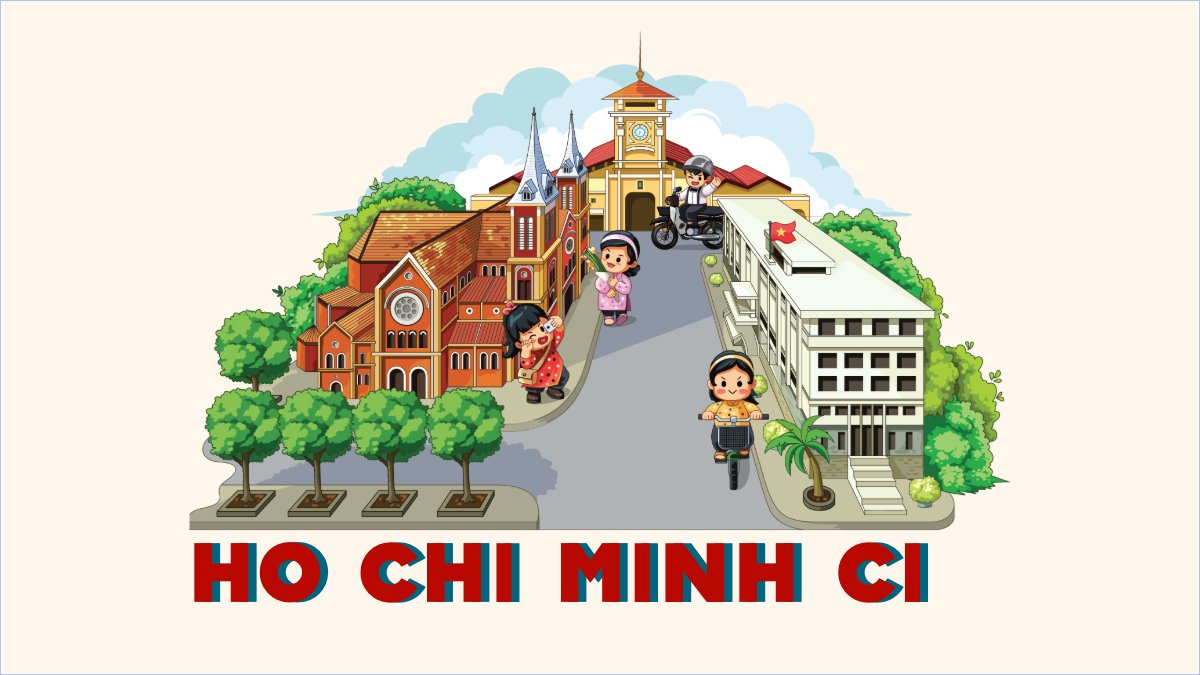 Hồ Chí Minh, Sài Gòn, Việt Nam, địa danh, du lịch, travel, dễ thương, cute, chibi, hoạt hình, cartoon