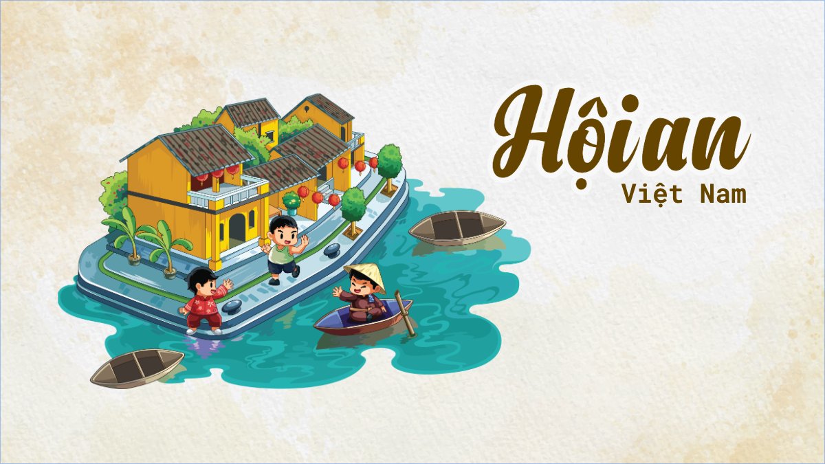 Mẫu Hình nền máy tính Hội An, Việt Nam, địa danh, du lịch, travel, dễ thương, cute, chibi, hoạt hình, cartoon — LayerPic