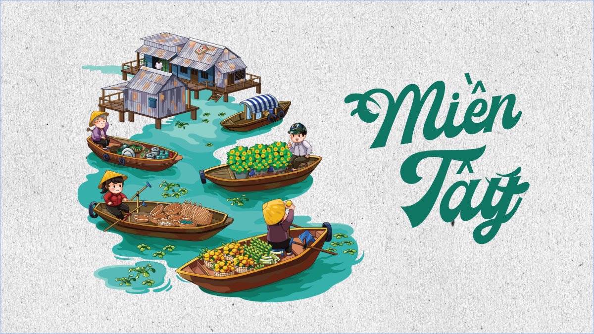 Miền Tây, Việt Nam, địa danh, du lịch, travel, dễ thương, cute, chibi, hoạt hình, cartoon
