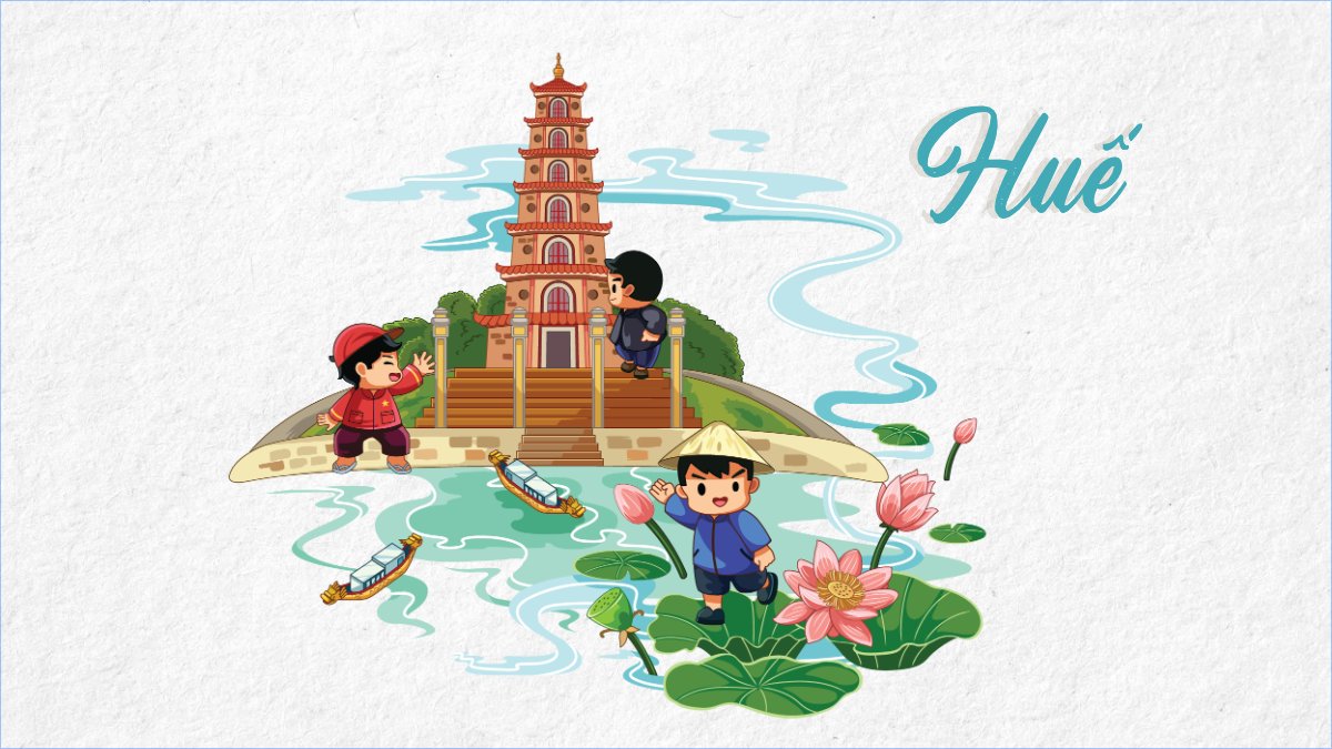 Huế, Việt Nam, địa danh, du lịch, travel, dễ thương, cute, chibi, hoạt hình, cartoon