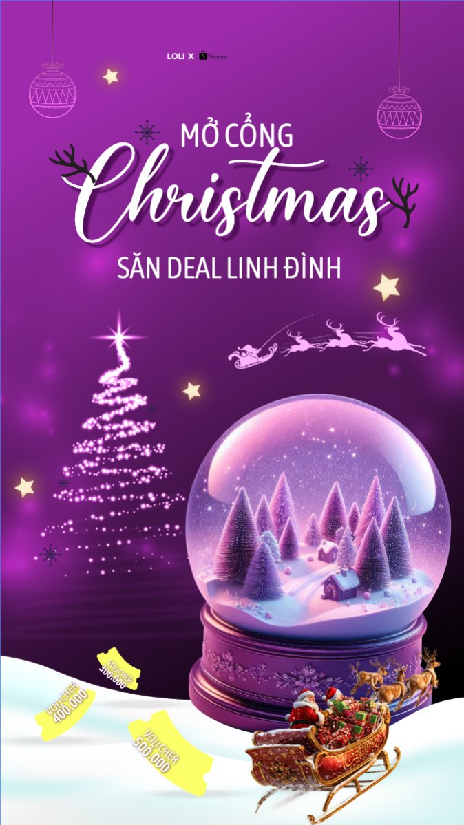Mẫu Bài post MXH (9:16) Mở cổng Christmas săn deal linh đình — LayerPic