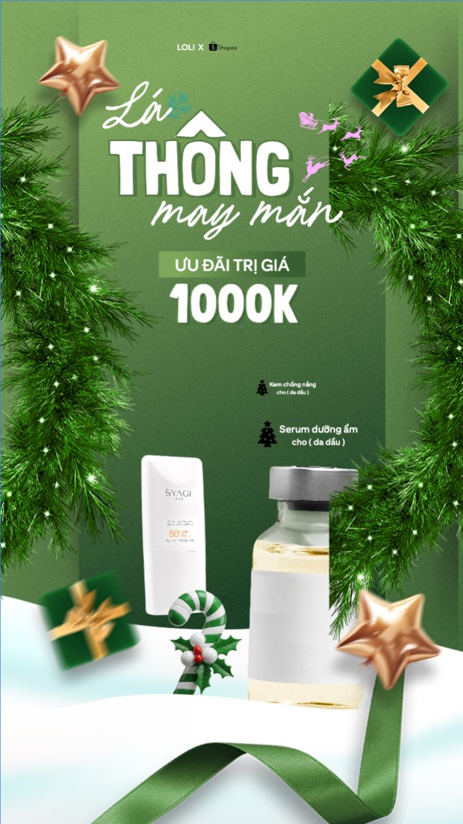 Mẫu Bài post MXH (9:16) Lá thông may mắn — LayerPic