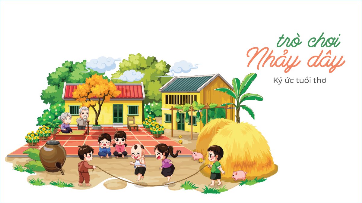 Mẫu Hình nền máy tính Nhảy dây, trò chơi dân gian, truyền thống, Việt Nam, traditional, dễ thương, cute, chibi, hoạt hình, cartoon — LayerPic